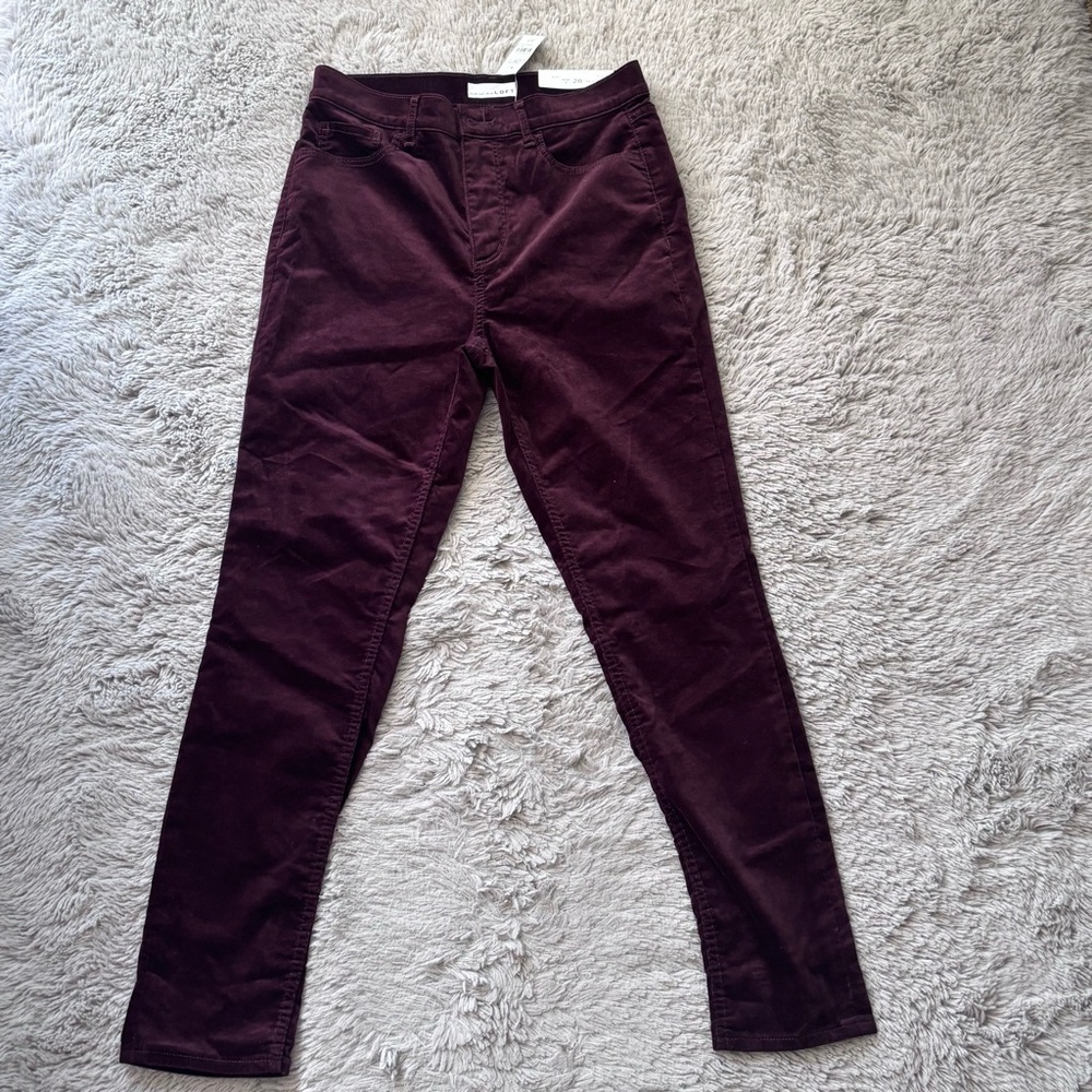 Ann Taylor LOFT Corduroy Burgundy Skinny High Rise Pant Size 6/28